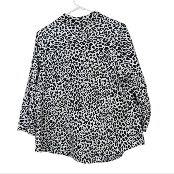 Lane Bryant Snow Leopard Print Button Down Shirt Woven Animal Print Women's 16 - Picture 9 of 9